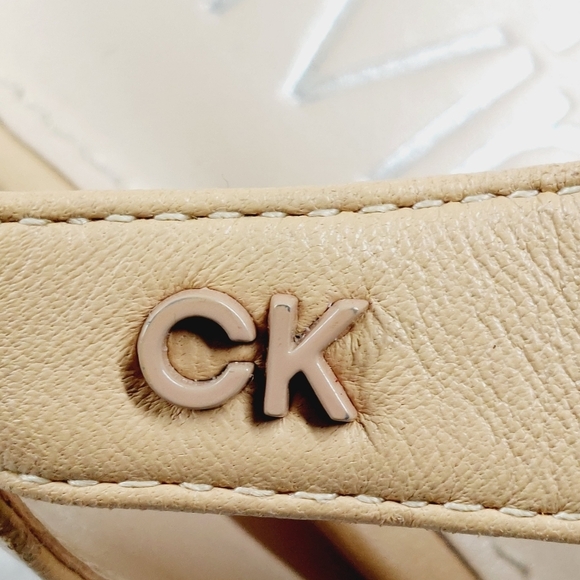 Calvin Klein Larin Leather Pointed Toe Tan Heeled Sandals O407 - Picture 10 of 16